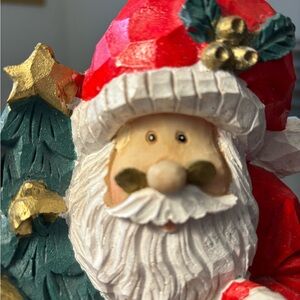 Festive Santa Claus Figurine with Christmas Tree